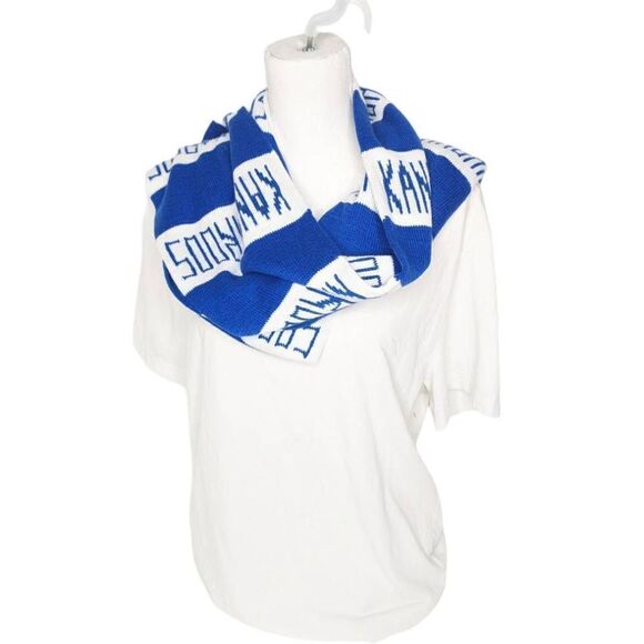 Kangaroos Knit Striped Pattern Blue White Scarf Lightweight - Picture 2 of 12